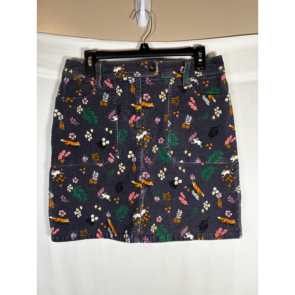 Boden Cavendish Fox Forest Corduroy Skirt 8R Knee Length Fall Preppy Whimsy